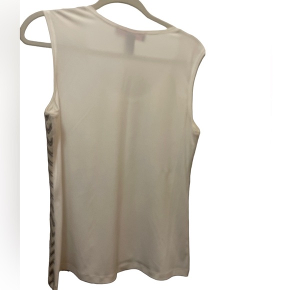 Peck & Peck Chevron Design White  and Gold Sequined Top Size Large - Picture 4 of 4